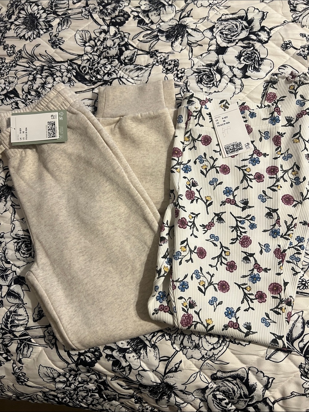 H&M Kids Cream Jogger Bottoms and Floral leggings